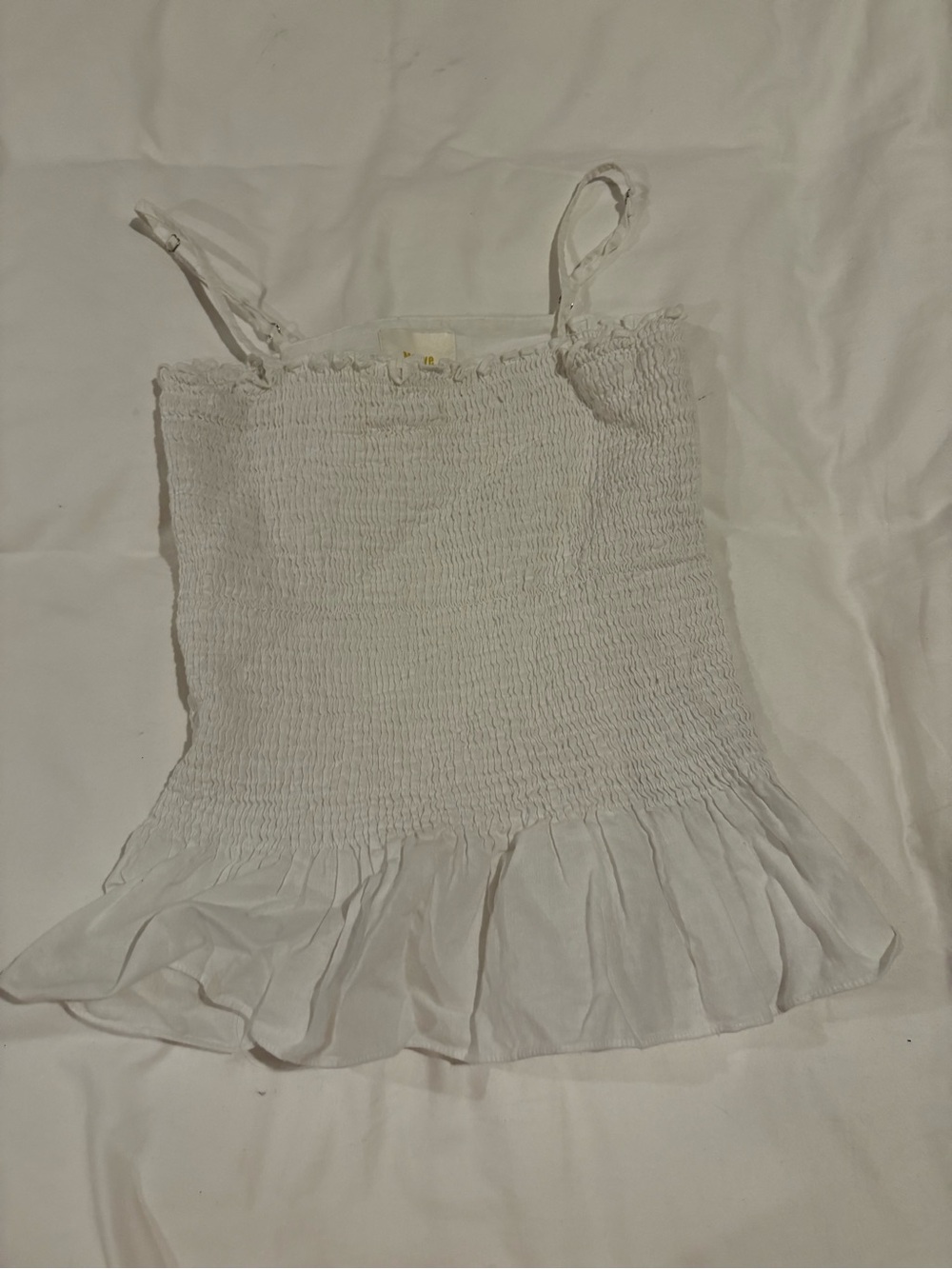 Anthro Women’s White Smocked Ruffle Cami Top